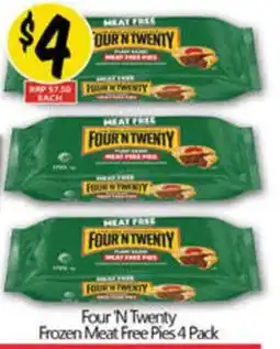 NQR Four 'N Twenty Frozen Meat Free Pies 4 Pack offer
