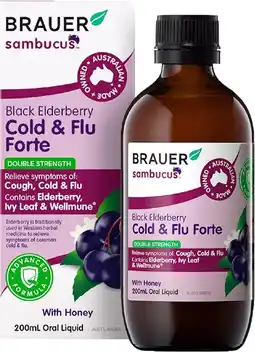 healthylife Brauer Sambucus Black Elderberry Cold & Flu Forte for Adults 200ml offer