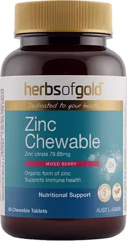 healthylife Herbs of Gold Zinc Chewable 60 Tablets offer