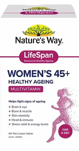 healthylife Natures Way Lifespan Womens 45+ Multivitamin 60 Tablets offer