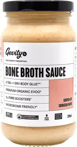 healthylife Gevity RX Bone Broth Sauce Mayo Sriracha 375ml offer