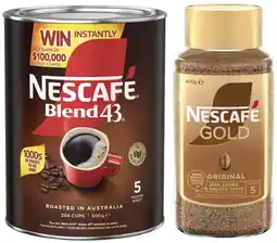 IGA Nescafé Blend 43 Instant Coffee 500g or Gold Original 400g Selected Varieties offer