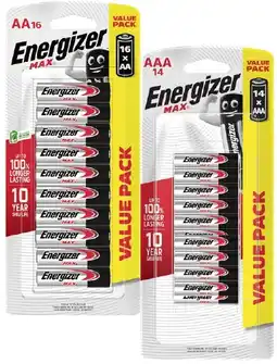 IGA Energizer Max AA 16 Pack or AAA 14 Pack Batteries offer