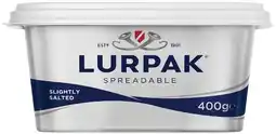 IGA Lurpak Butter Spreadable Slightly Salted 400g offer