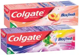 IGA Colgate MaxFresh Rainbow Fresh or Peach Passion Toothpaste 100g offer