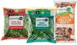 IGA Community Co Baby Leaf Salad Mix 260g, Baby Spinach Big Bag 260g or Coleslaw Salad Kit 500g offer