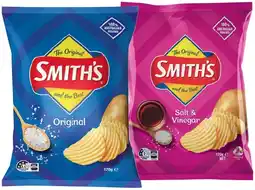 IGA Smith’s Crinkle Cut Chips 150-170g or Doritos Corn Chips 110-170g Selected Varieties offer
