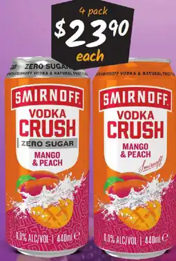 Cellarbrations Smirnoff vodka & natural fro offer