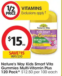 Coles Nature's Way Kids Smart Vita Gummies Multi-Vitamin Plus 120 Pack offer