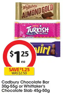 Coles Cadbury Chocolate Bar or Whittaker's Chocolate Slab offer