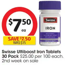 Coles Swisse Ultiboost Iron Tablets 30 Pack offer