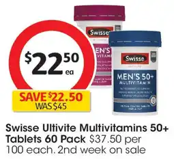 Coles Swisse Ultivite Multivitamins 50+ Tablets 60 Pack offer