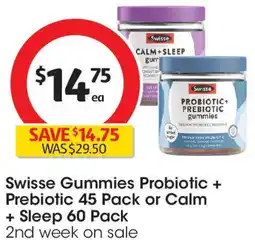 Coles Swisse Gummies Probiotic + Prebiotic 45 Pack or Calm + Sleep 60 Pack offer