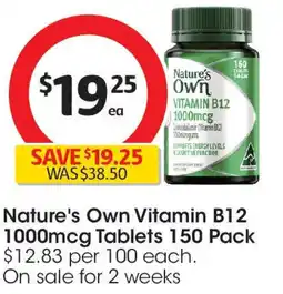 Coles Nature's Own Vitamin B12 Tablets 150 Pack offer