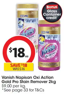 Coles Vanish Napisan Oxi Action Gold Pro Stain Remover offer