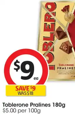 Coles Toblerone Pralines offer