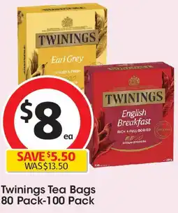 Coles Twinings Tea Bags 80 Pack-100 Pack offer