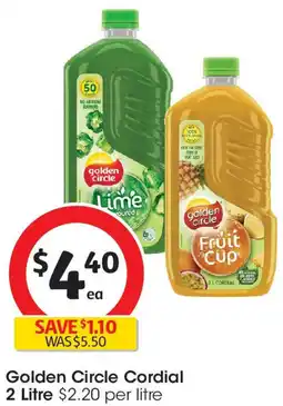 Coles Golden Circle Cordial offer