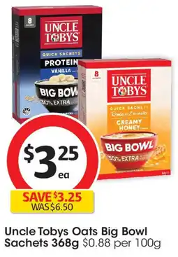 Coles Uncle Tobys Oats Big Bowl Sachets offer