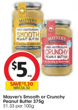 Coles Mayver's Smooth or Crunchy Peanut Butter offer