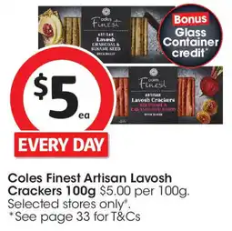 Coles Coles Finest Artisan Lavosh Crackers offer