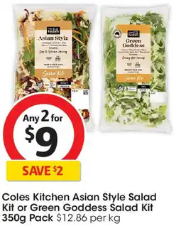 Coles Coles Kitchen Asian Style Salad Kit or Green Goddess Salad Kit Pack offer