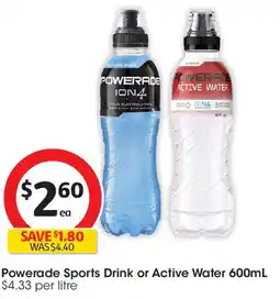 Coles Powerade Sports Drink or Active Water offer