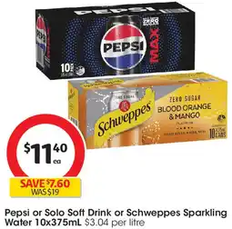 Coles Pepsi or Solo Soft Drink or Schweppes Sparkling Water offer