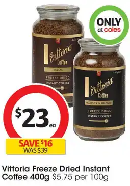 Coles Vittoria Freeze Dried Instant Coffee offer