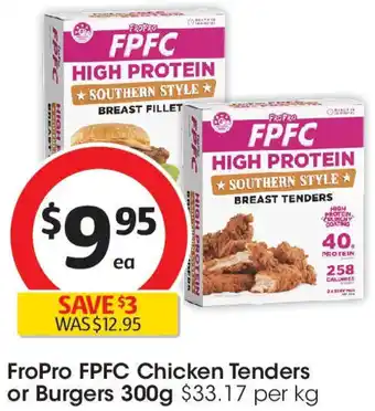 Coles FroPro FPFC Chicken Tenders or Burgers offer