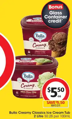 Coles Bulla Creamy Classics Ice Cream Tub offer