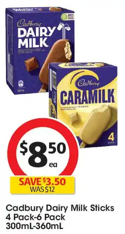Coles Cadbury Dairy Milk Sticks 4 Pack-6 Pack offer