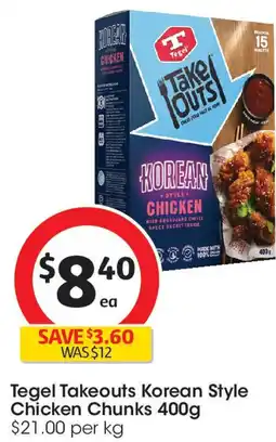 Coles Tegel Takeouts Korean Style Chicken Chunks offer