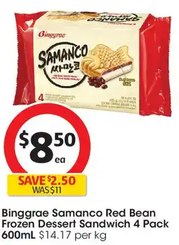Coles Binggrae Samanco Red Bean Frozen Dessert Sandwich 4 Pack offer