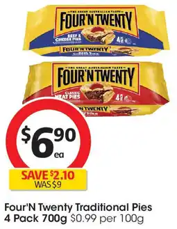 Coles Four'N Twenty Traditional Pies 4 Pack offer