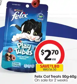 Coles Felix Cat Treats 50 g-60 g offer