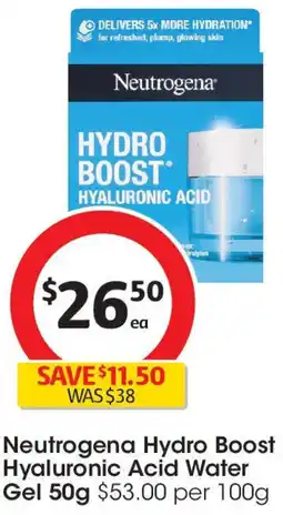 Coles Neutrogena Hydro Boost Hyaluronic Acid Water Gel offer