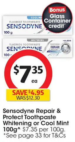 Coles Sensodyne Repair & Protect Toothpaste Whitening or Cool Mint offer
