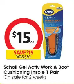 Coles Scholl Gel Activ Work & Boot Cushioning Insole 1 Pair offer