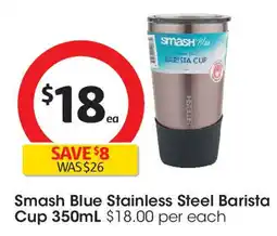 Coles Smash Blue Stainless Steel Barista Cup offer