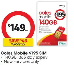 Coles Coles Mobile SIM offer