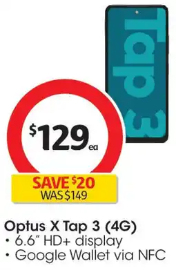 Coles Optus X Tap 3 (4G) offer