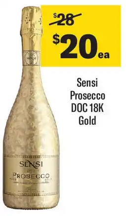 Coles Sensi Prosecco DOC 18K Gold offer
