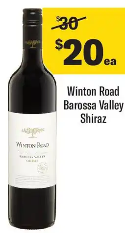 Coles Winton Road Barossa Valley Shiraz offer