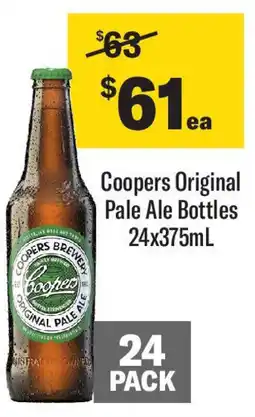 Coles Coopers Original Pale Ale Coopers Original Pale Ale Bottles 24x375mL offer