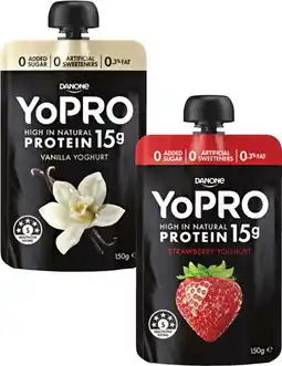 Coles Danone YoPro Protein Yoghurt Pouch 150g offer