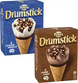 Coles Peters Drumstick Cones 4 Pack-6 Pack 475mL-490mL offer
