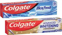 Coles Colgate Advanced Tartar & Whitening or Max Fresh Toothpaste 200g offer