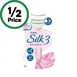 Woolworths Schick Silk 3 Sensitive Disposable Razors Pk 4 offer