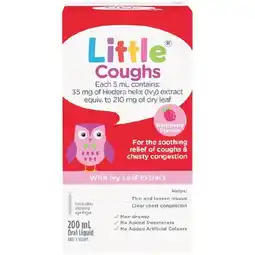 Woolworths Little Coughs Cough Syrup Raspberry Flavoured 200ml offer